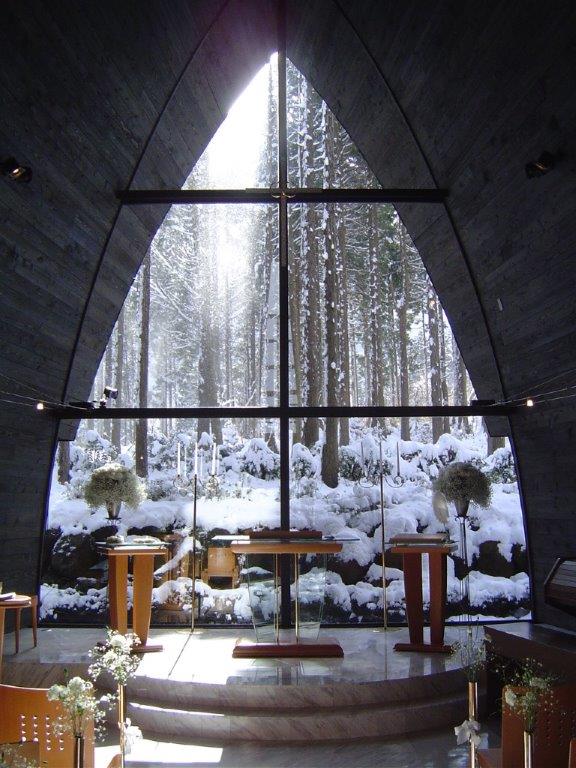 箱根の森高原教会　チャペル　冬　雪